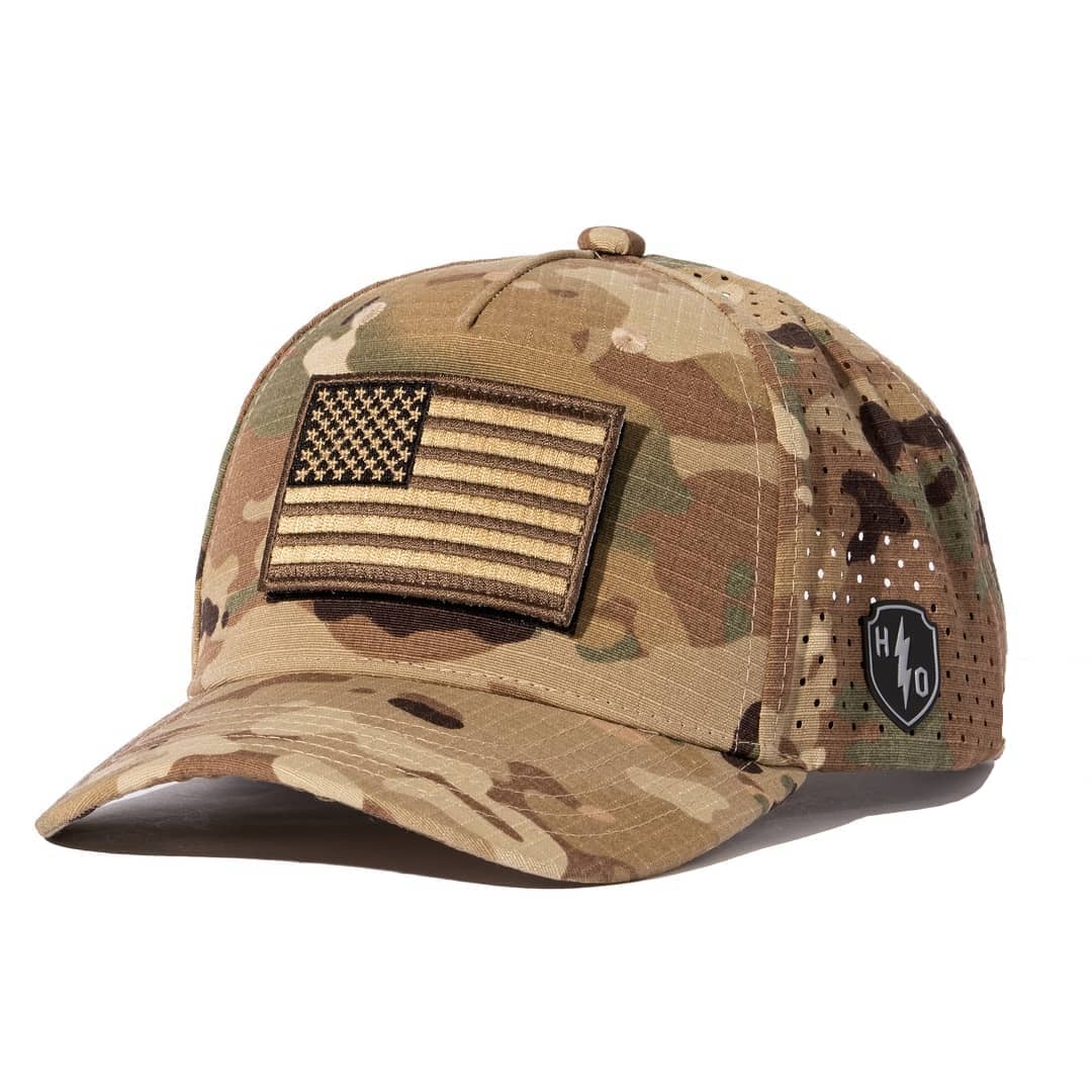 Honor And Oath camouflage baseball cap with American flag patch 