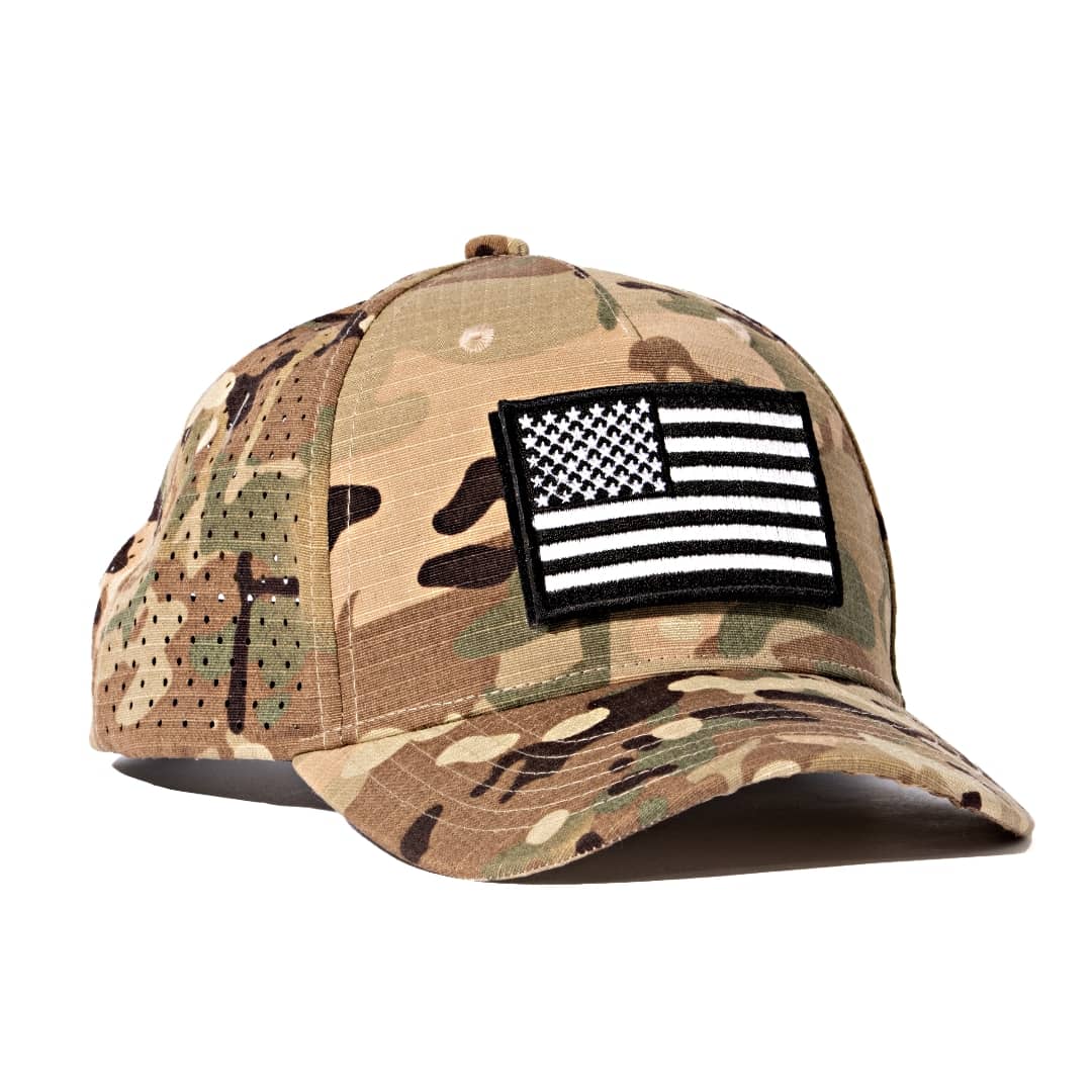 Honor And Oath camouflage baseball cap with American flag patch 