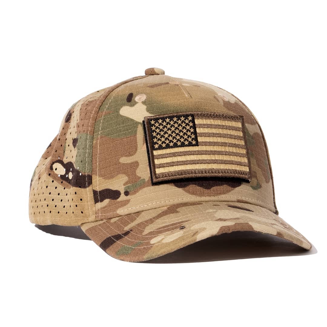 Honor And Oath camouflage baseball cap with American flag patch 