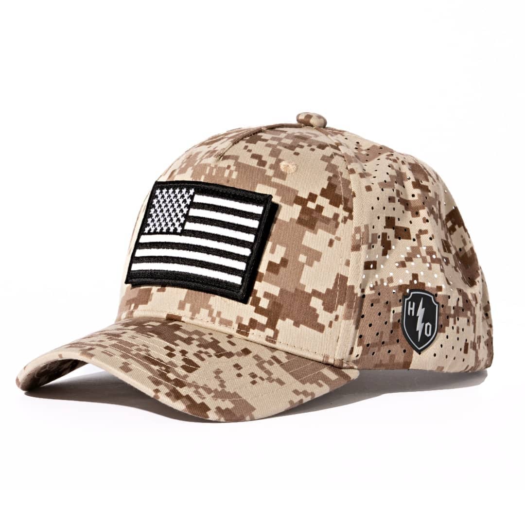 Honor And Oath digital camouflage baseball cap with American flag patch 